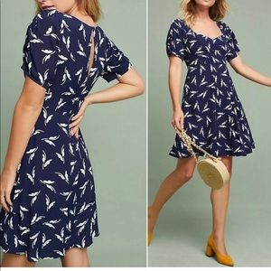 Anthropologie Maeve fern ruched butterfly dress
